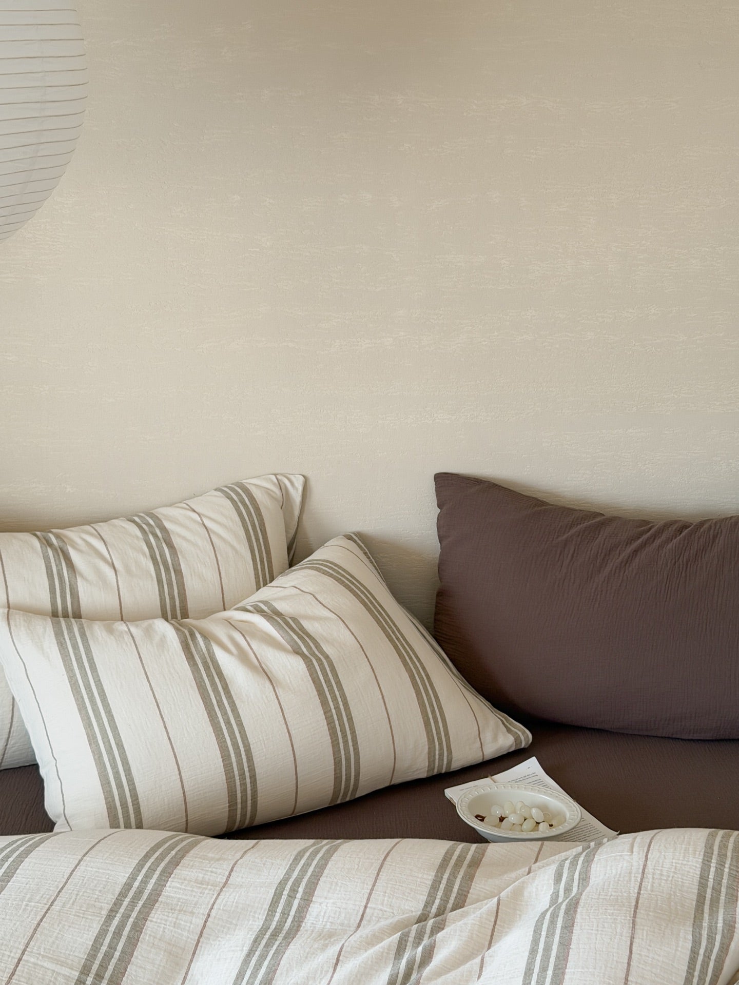 Sage Meadow Stripe Cotton Muslin Duvet Cover original reference image 4