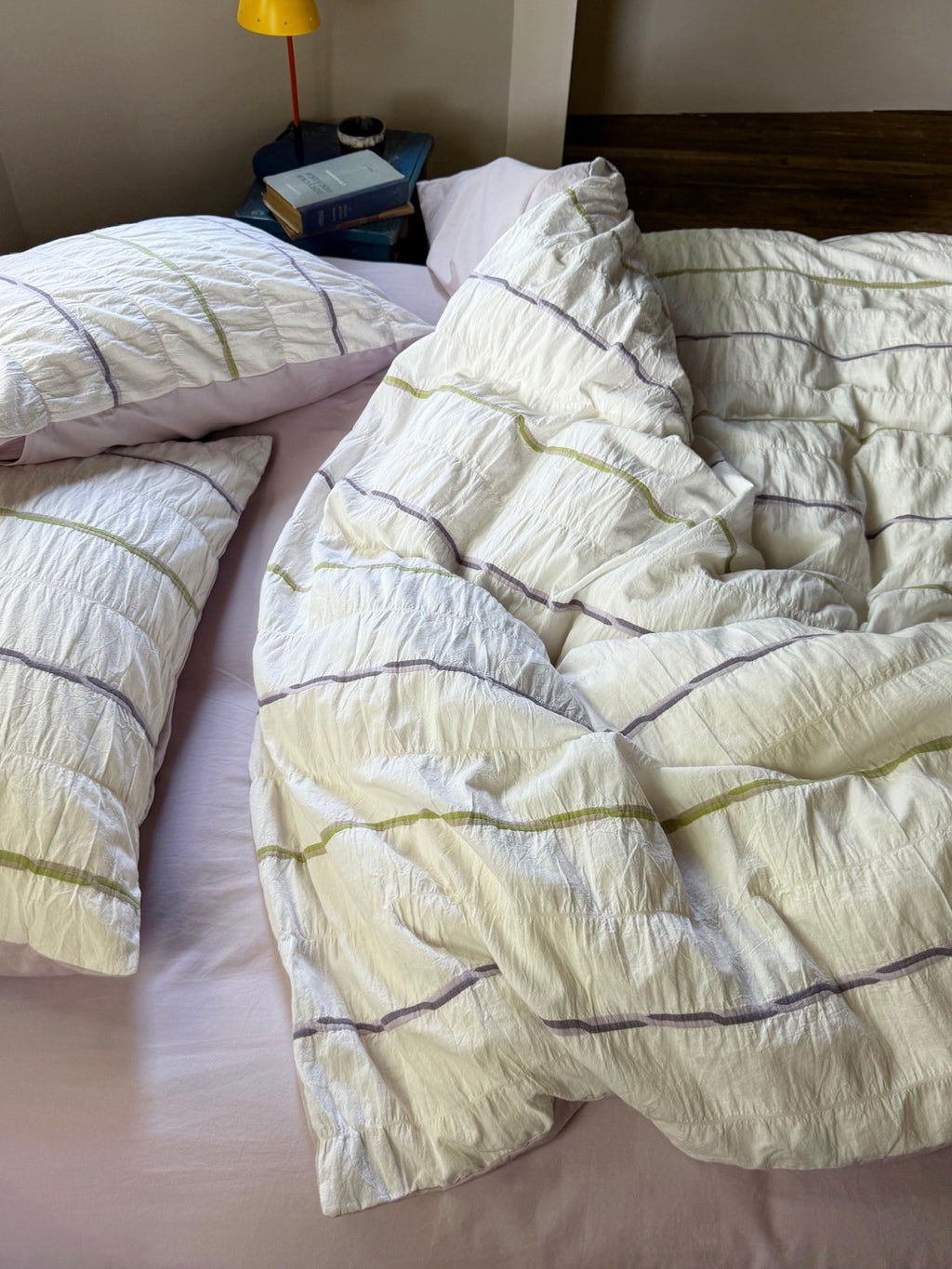 Sage Mist Grid Jacquard Cotton Duvet Cover original reference image 1