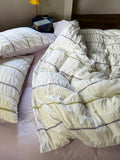 Sage Mist Grid Jacquard Cotton Duvet Cover original reference image 1
