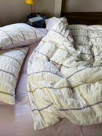 Sage Mist Grid Jacquard Cotton Duvet Cover original reference image 1