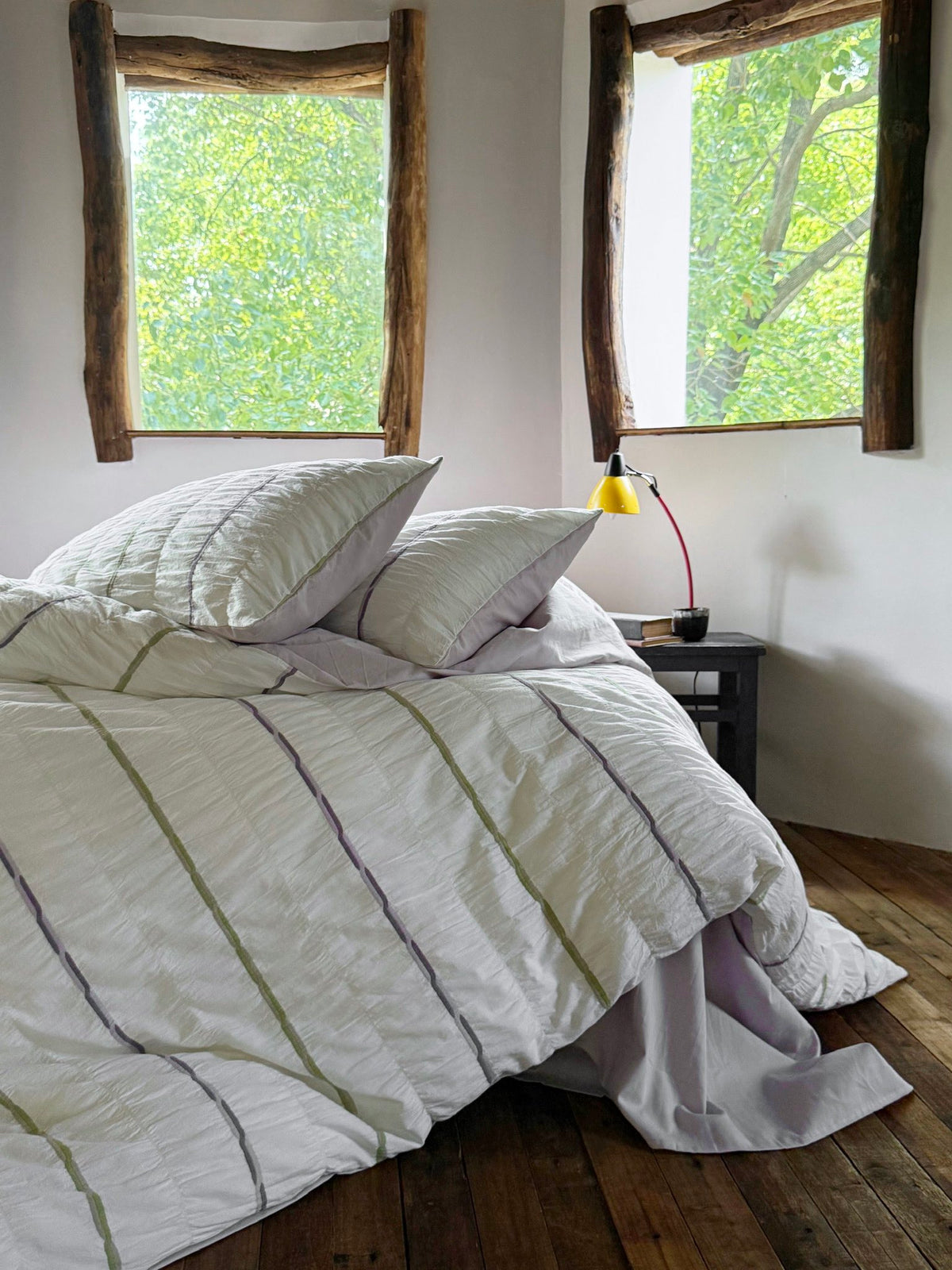 Sage Mist Grid Jacquard Cotton Duvet Cover original reference image 5