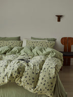 Sage Pebble Cotton Muslin Duvet Cover original reference image 2