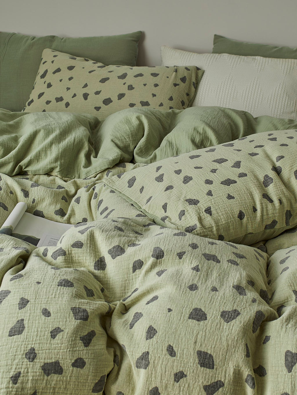 Sage Pebble Cotton Muslin Duvet Cover original reference image 3