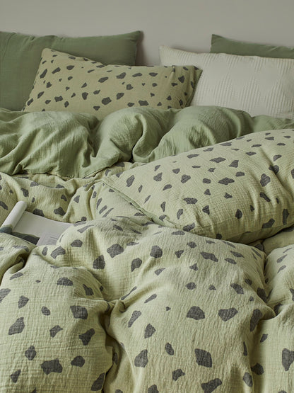 Sage Pebble Cotton Muslin Duvet Cover original reference image 3