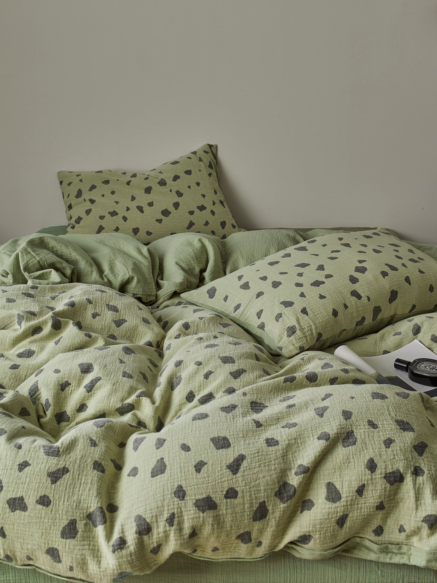 Sage Pebble Cotton Muslin Duvet Cover original reference image 9