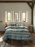 Sage Terracotta Stripe Jacquard Cotton Duvet Cover original reference image 1
