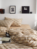 Sandstone Fringe Check Cotton Clipped Jacquard Duvet Cover original reference image 1