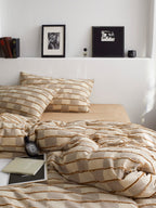 Sandstone Fringe Check Cotton Clipped Jacquard Duvet Cover original reference image 1