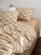 Sandstone Fringe Check Cotton Clipped Jacquard Duvet Cover original reference image 3