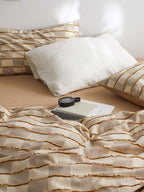 Sandstone Fringe Check Cotton Clipped Jacquard Duvet Cover original reference image 5