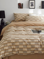 Sandstone Fringe Check Cotton Clipped Jacquard Duvet Cover original reference image 8