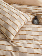 Sandstone Fringe Check Cotton Clipped Jacquard Duvet Cover original reference image 9
