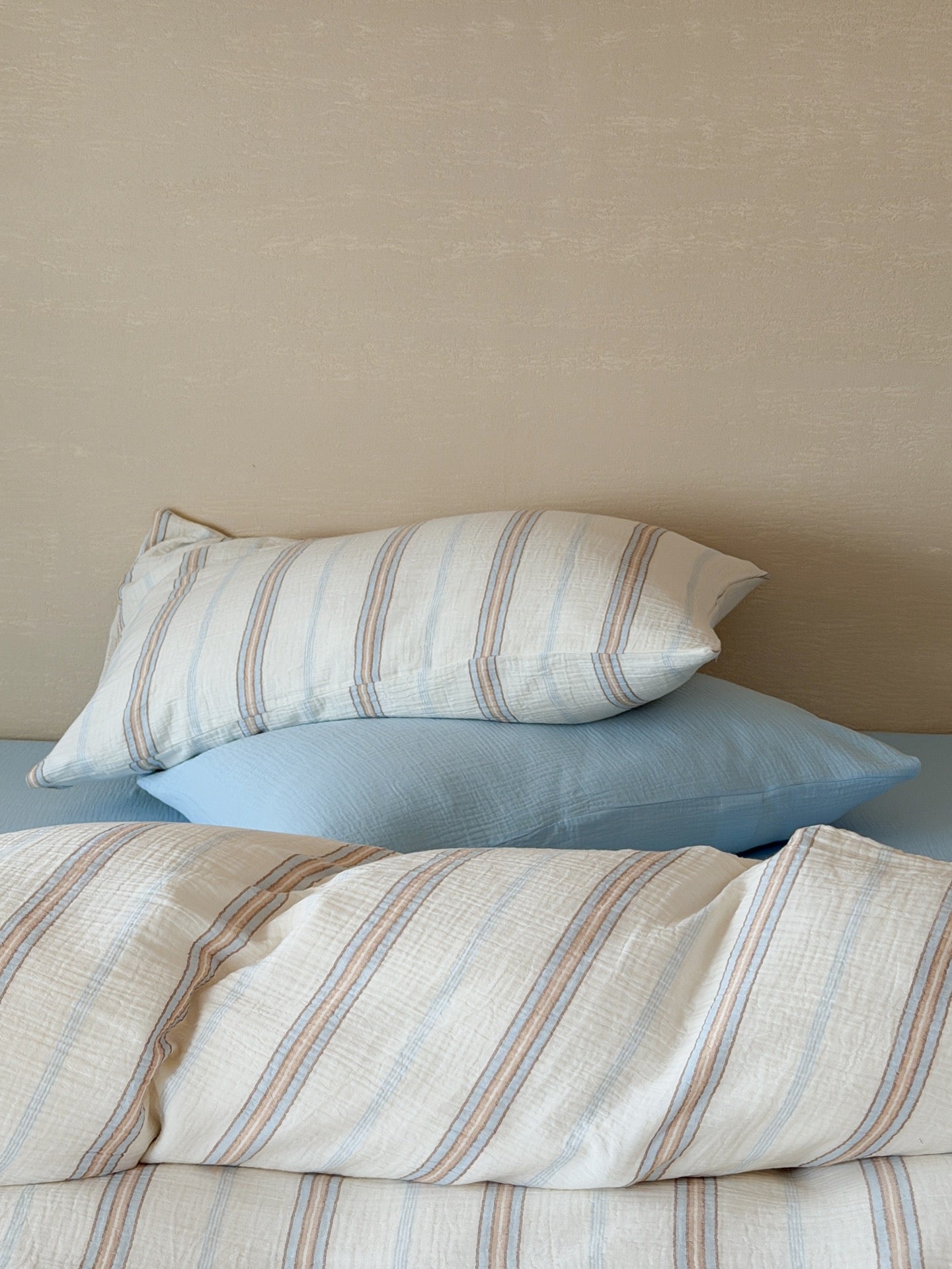 Seabreeze Stripe Cotton Muslin Duvet Cover original reference image 2