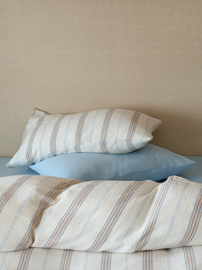 Seabreeze Stripe Cotton Muslin Duvet Cover original reference image 2