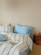 Seabreeze Stripe Cotton Muslin Duvet Cover original reference image 3
