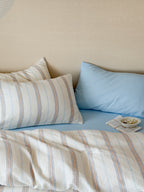 Seabreeze Stripe Cotton Muslin Duvet Cover original reference image 4