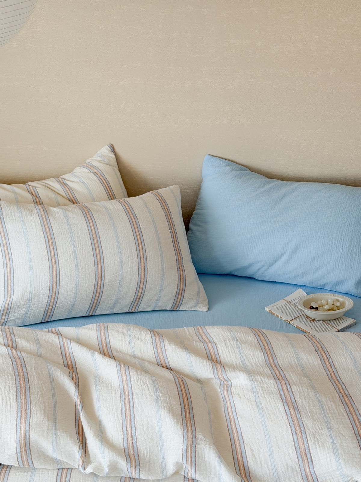 Seabreeze Stripe Cotton Muslin Duvet Cover original reference image 4