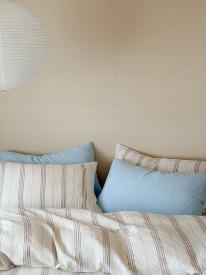 Seabreeze Stripe Cotton Muslin Duvet Cover original reference image 5