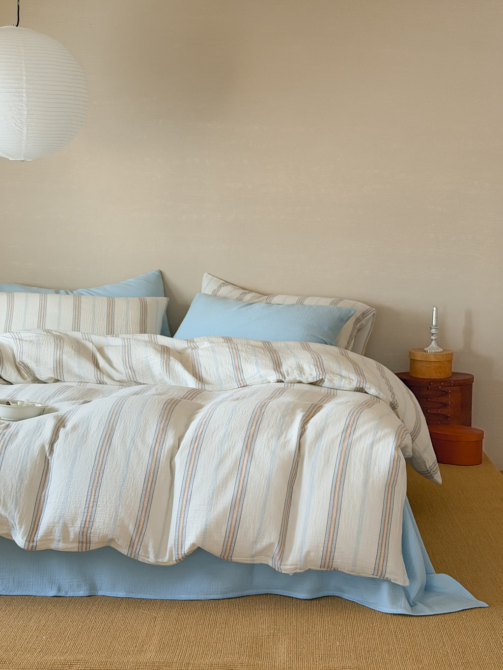 Seabreeze Stripe Cotton Muslin Duvet Cover original reference image 6