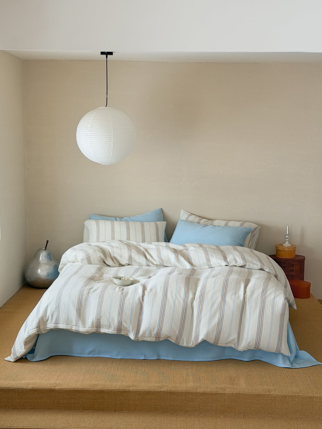 Seabreeze Stripe Cotton Muslin Duvet Cover original reference image 7