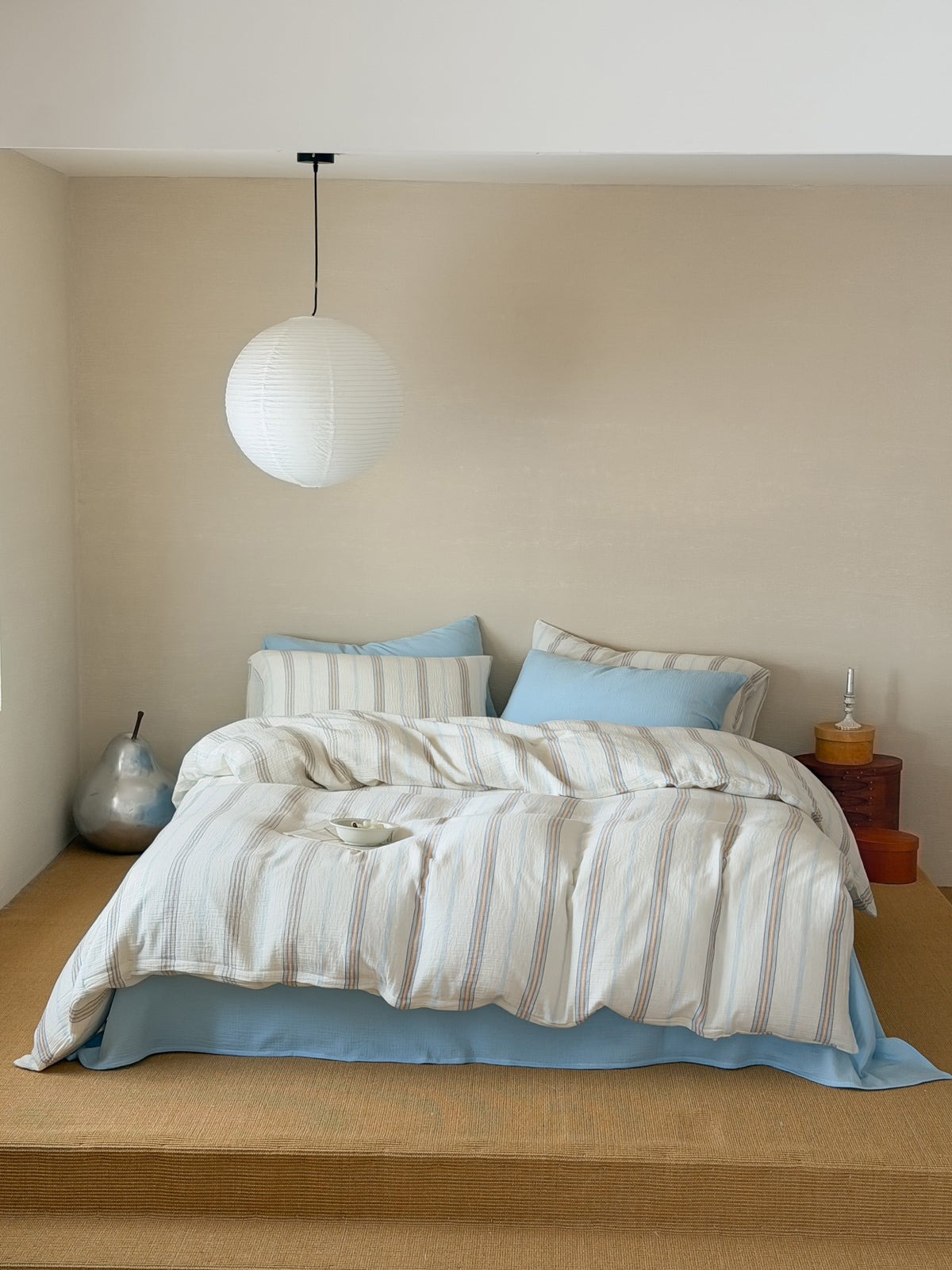 Seabreeze Stripe Cotton Muslin Duvet Cover original reference image 7