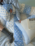 Sky Polka Dot Cotton Muslin Duvet Cover original reference image 1