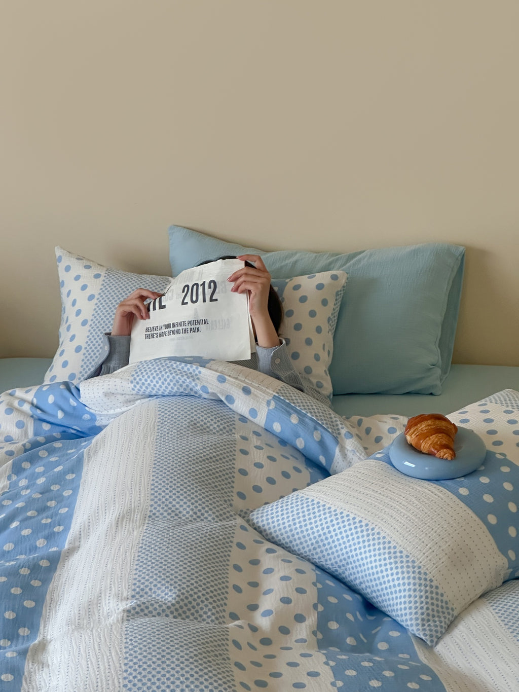 Sky Polka Dot Cotton Muslin Duvet Cover original reference image 2