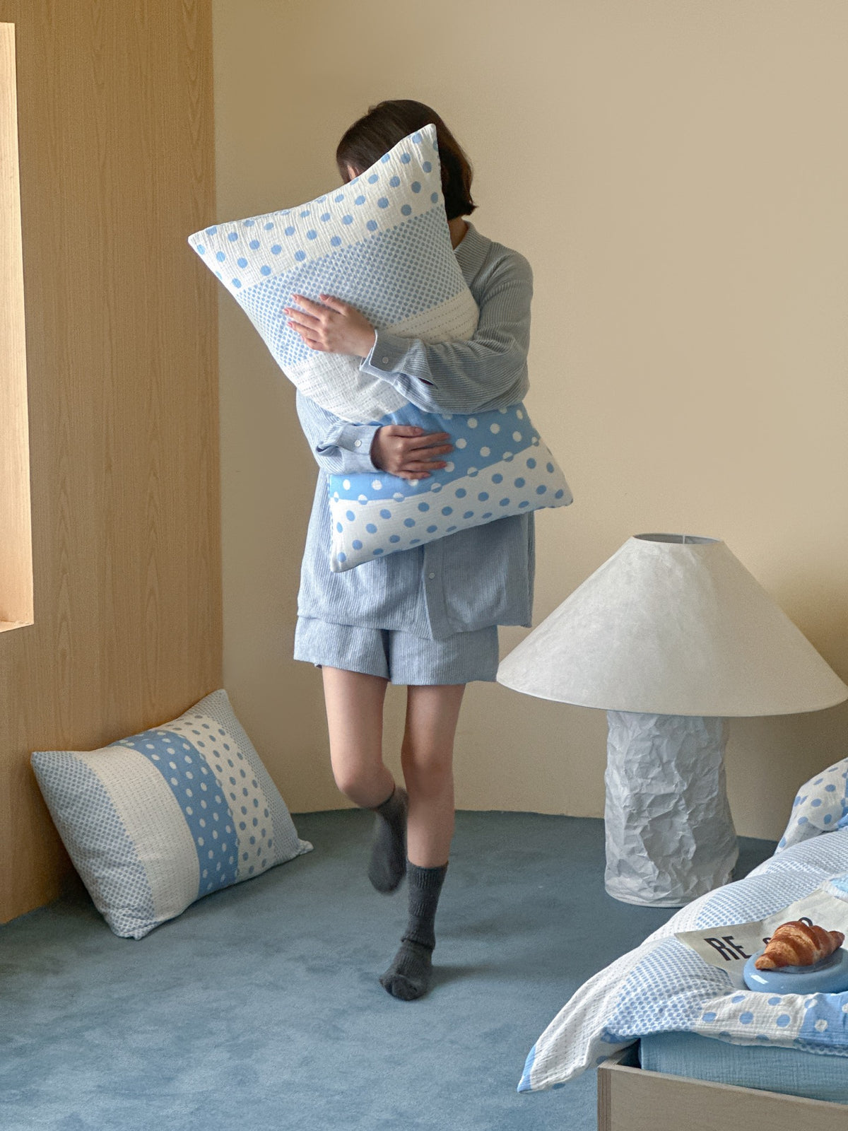 Sky Polka Dot Cotton Muslin Duvet Cover original reference image 5