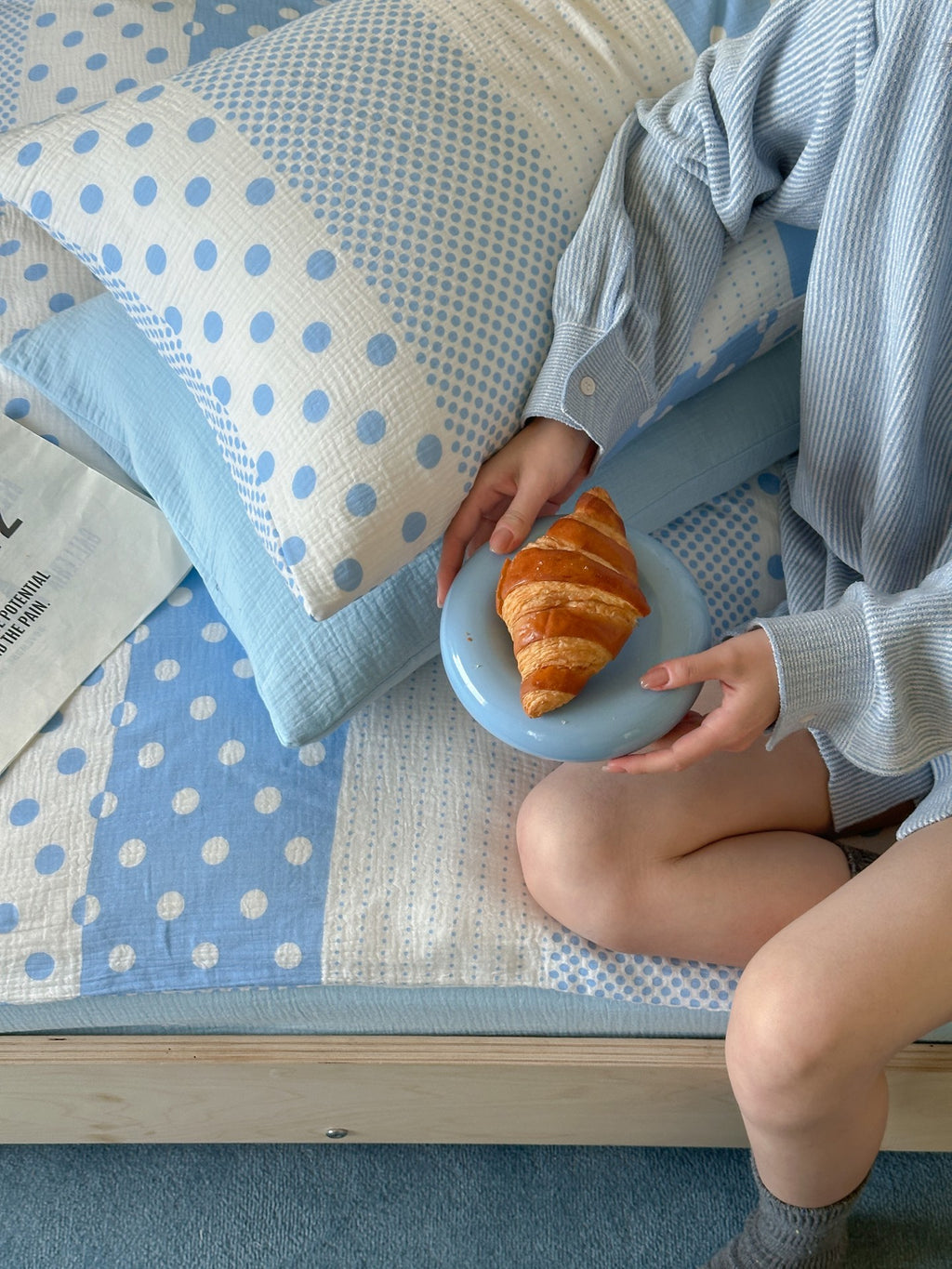 Sky Polka Dot Cotton Muslin Duvet Cover original reference image 6
