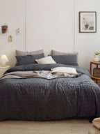 Slate Harbor Cotton Seersucker Duvet Cover original reference image 1