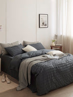 Slate Harbor Cotton Seersucker Duvet Cover original reference image 2