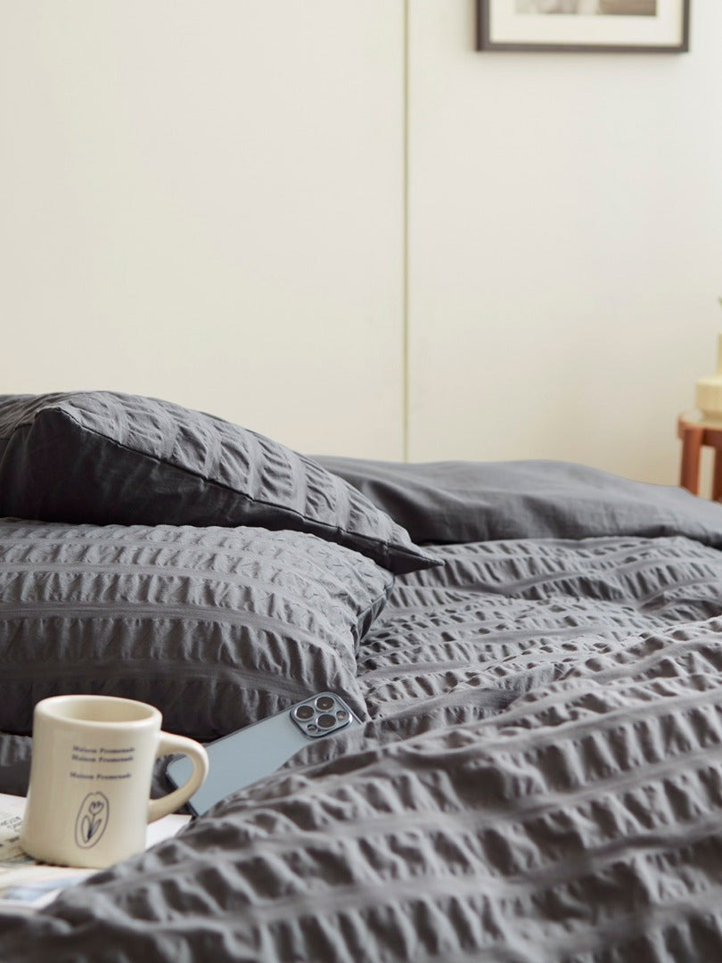 Slate Harbor Cotton Seersucker Duvet Cover original reference image 4