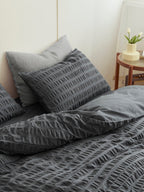 Slate Harbor Cotton Seersucker Duvet Cover original reference image 5
