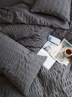 Slate Harbor Cotton Seersucker Duvet Cover original reference image 7