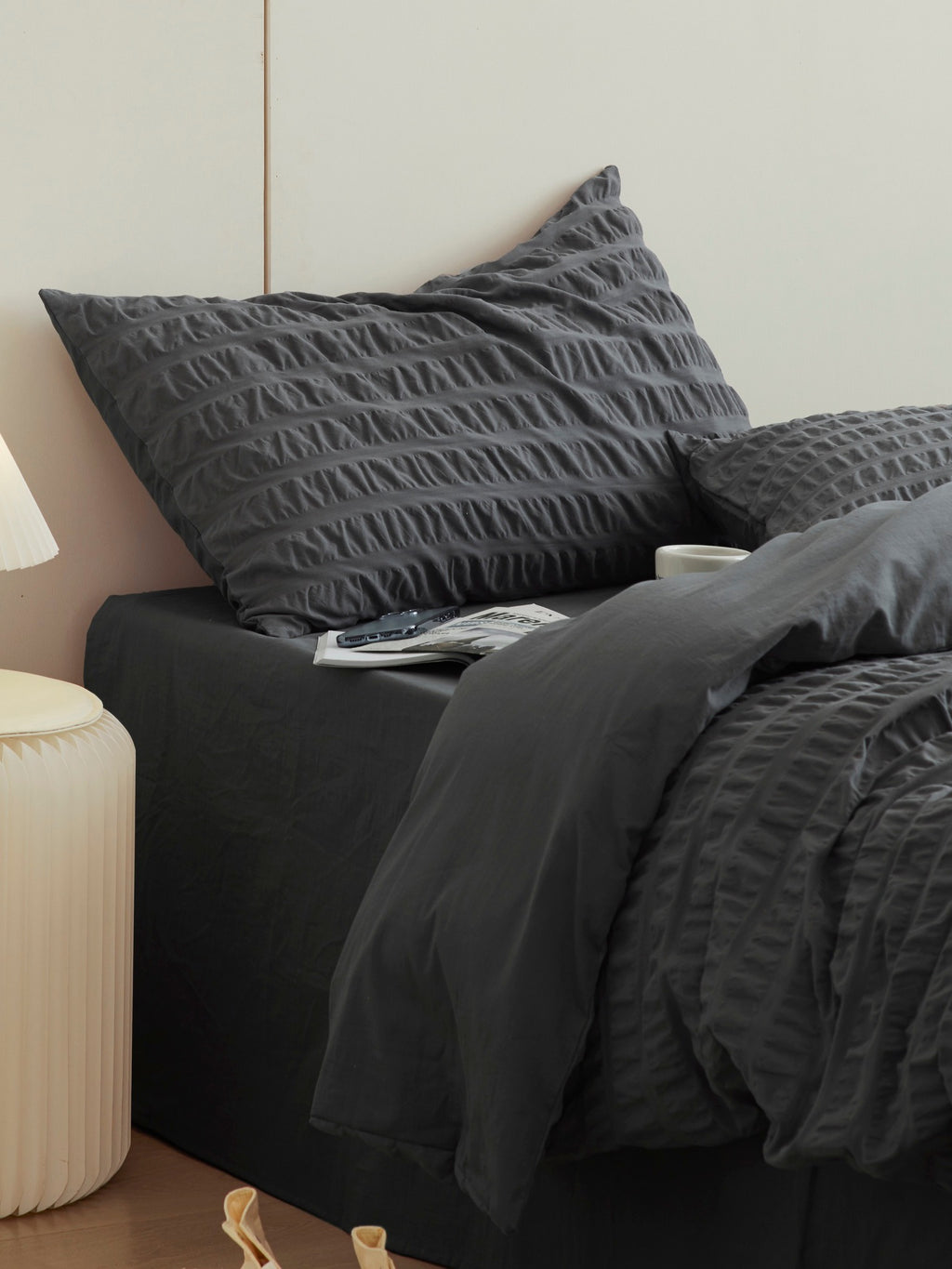 Slate Harbor Cotton Seersucker Duvet Cover original reference image 9
