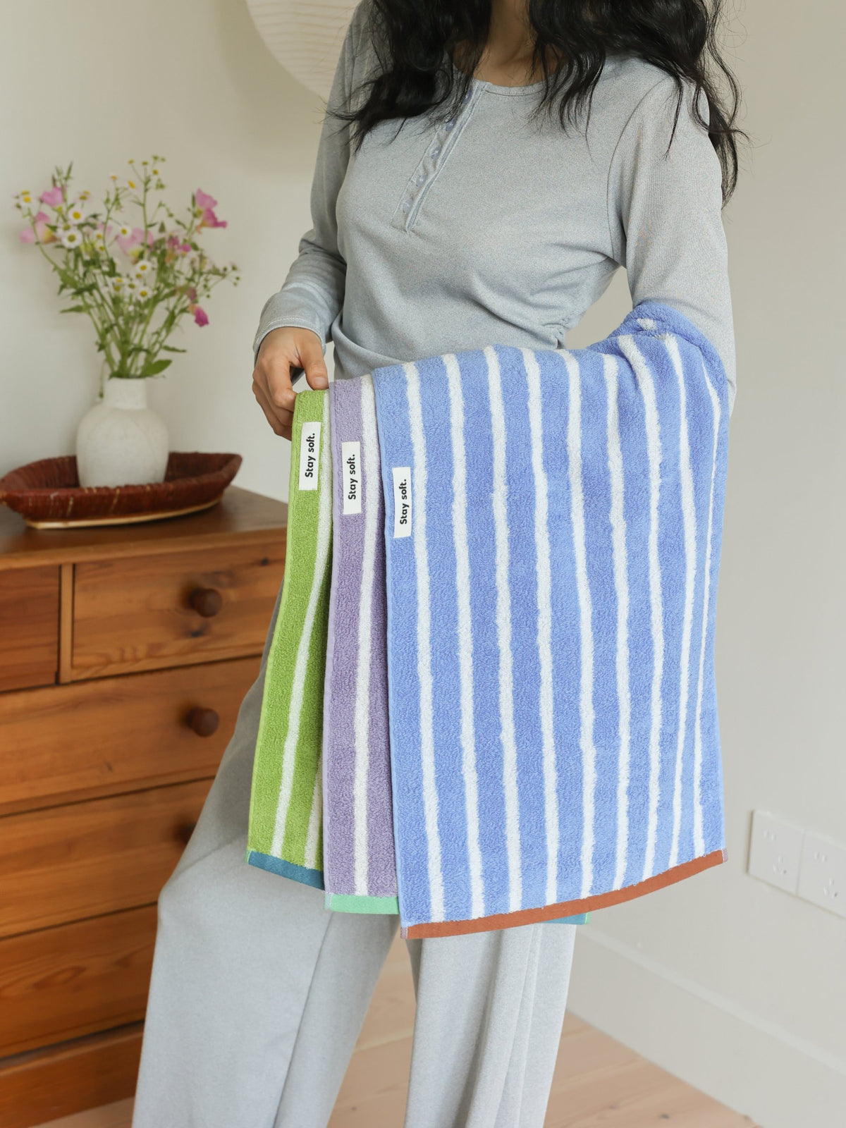 Stacked Stripe Cotton Bath Towel original reference image 2