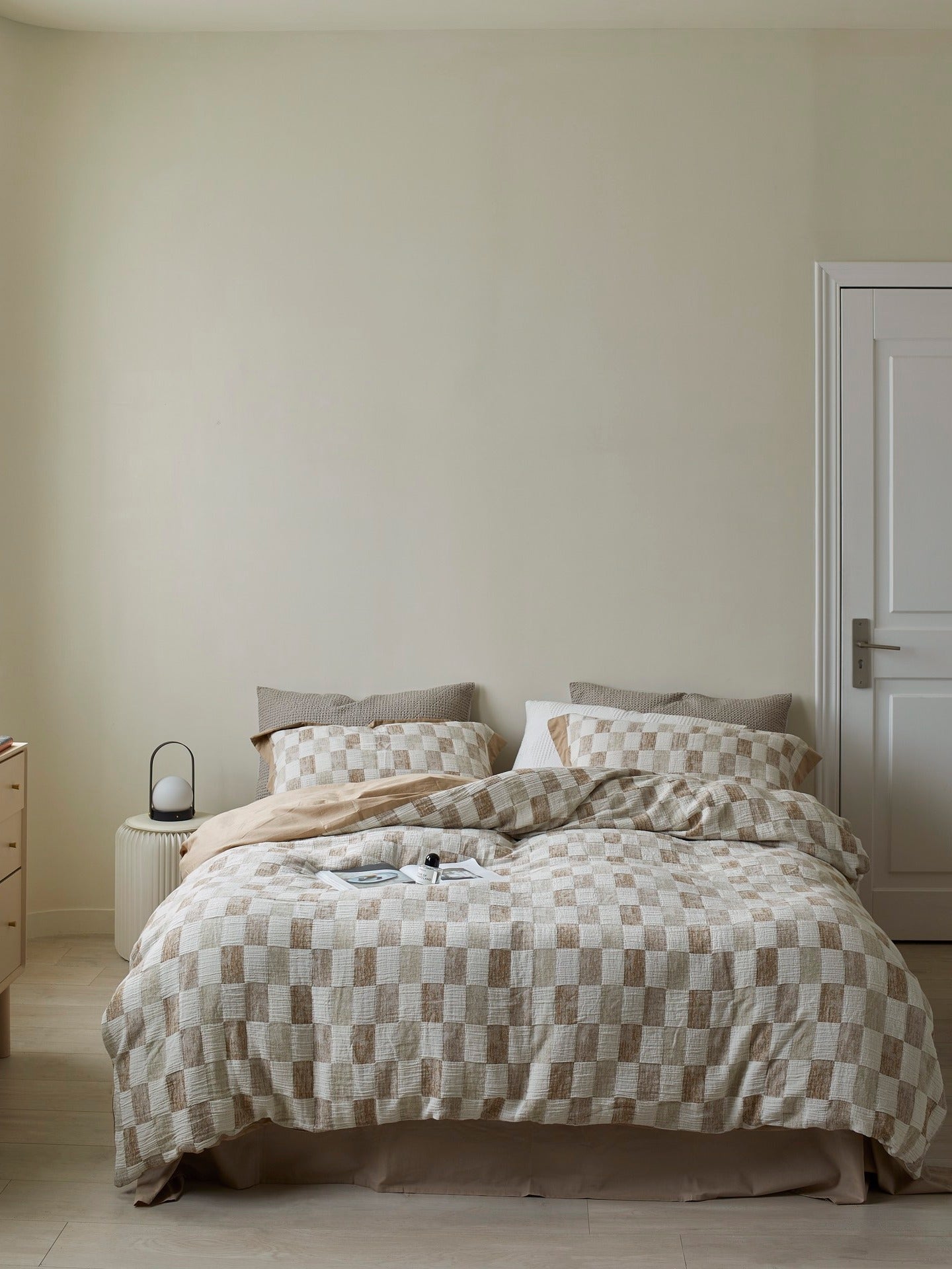 Stone Loft Check Cotton Jacquard Duvet Cover original reference image 1