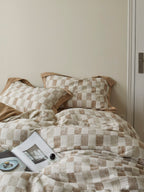 Stone Loft Check Cotton Jacquard Duvet Cover original reference image 2