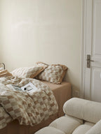 Stone Loft Check Cotton Jacquard Duvet Cover original reference image 3
