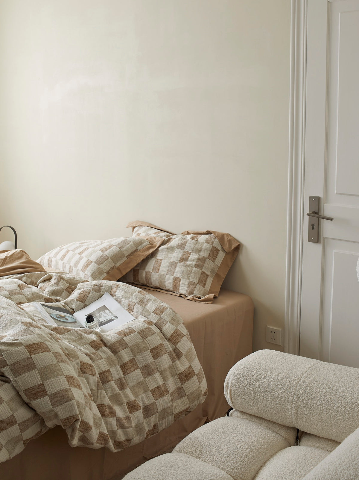 Stone Loft Check Cotton Jacquard Duvet Cover original reference image 3