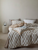 Stone Loft Check Cotton Jacquard Duvet Cover original reference image 4