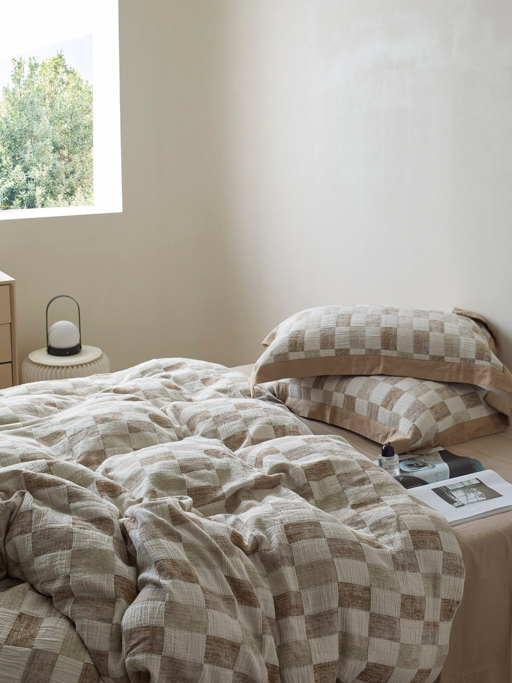 Stone Loft Check Cotton Jacquard Duvet Cover original reference image 5