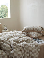 Stone Loft Check Cotton Jacquard Duvet Cover original reference image 5