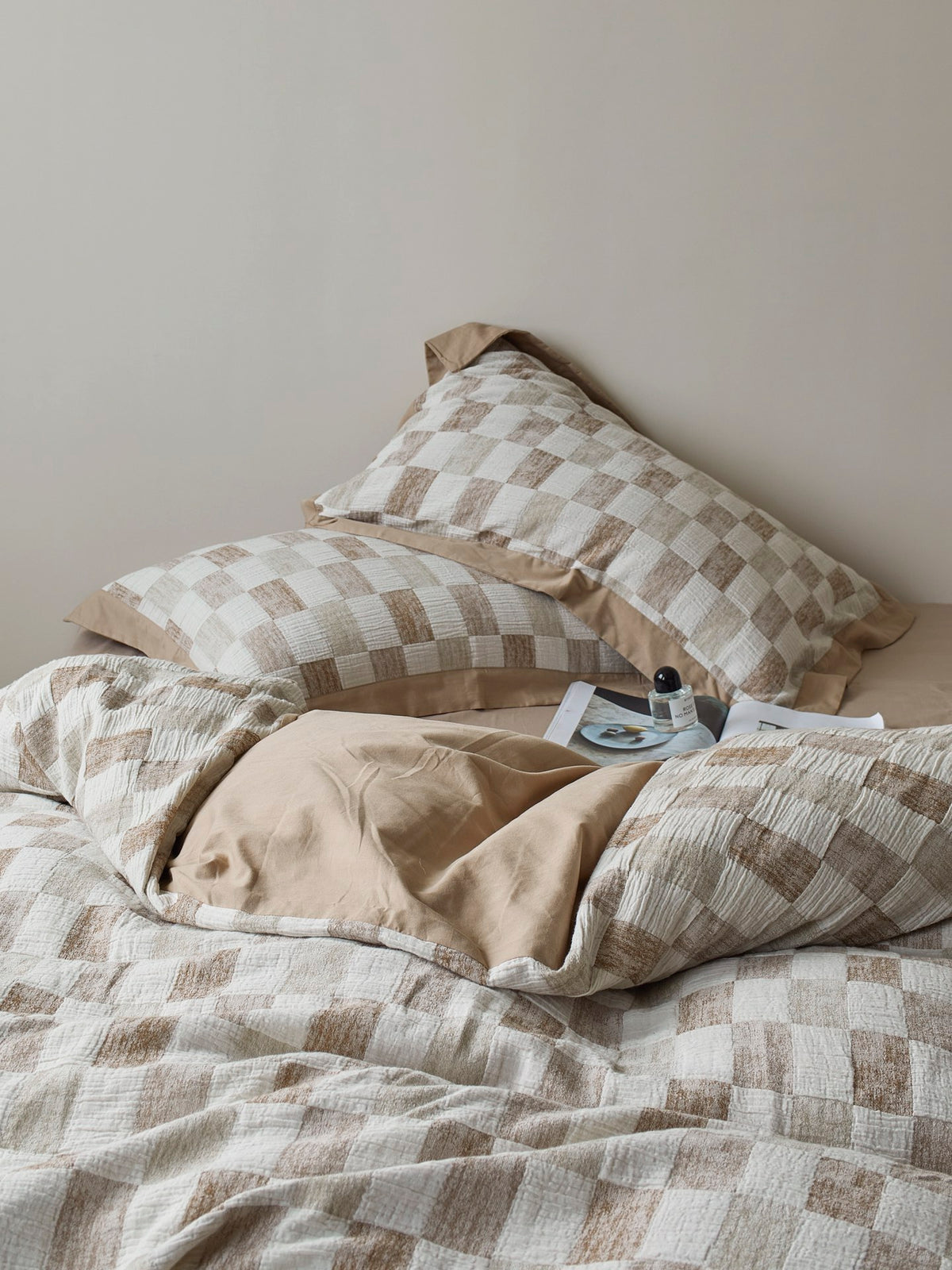 Stone Loft Check Cotton Jacquard Duvet Cover original reference image 6