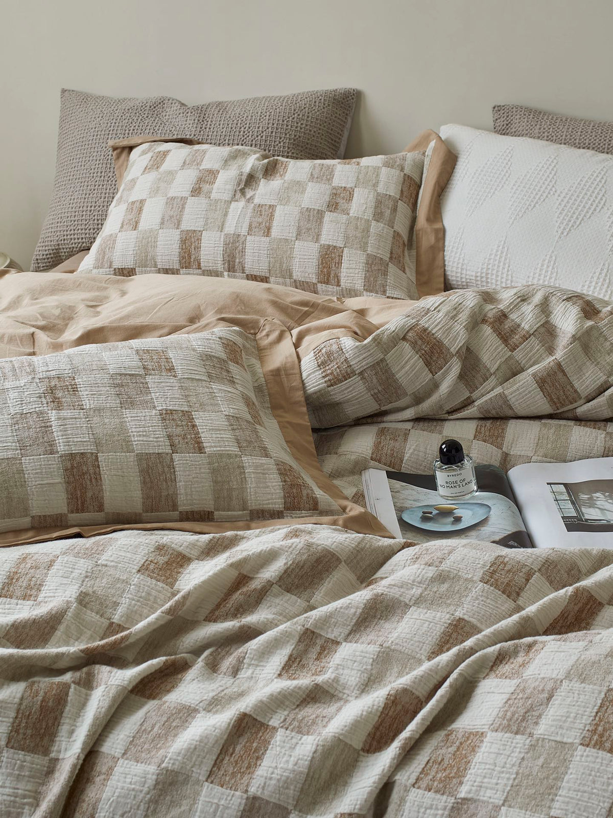 Stone Loft Check Cotton Jacquard Duvet Cover original reference image 7