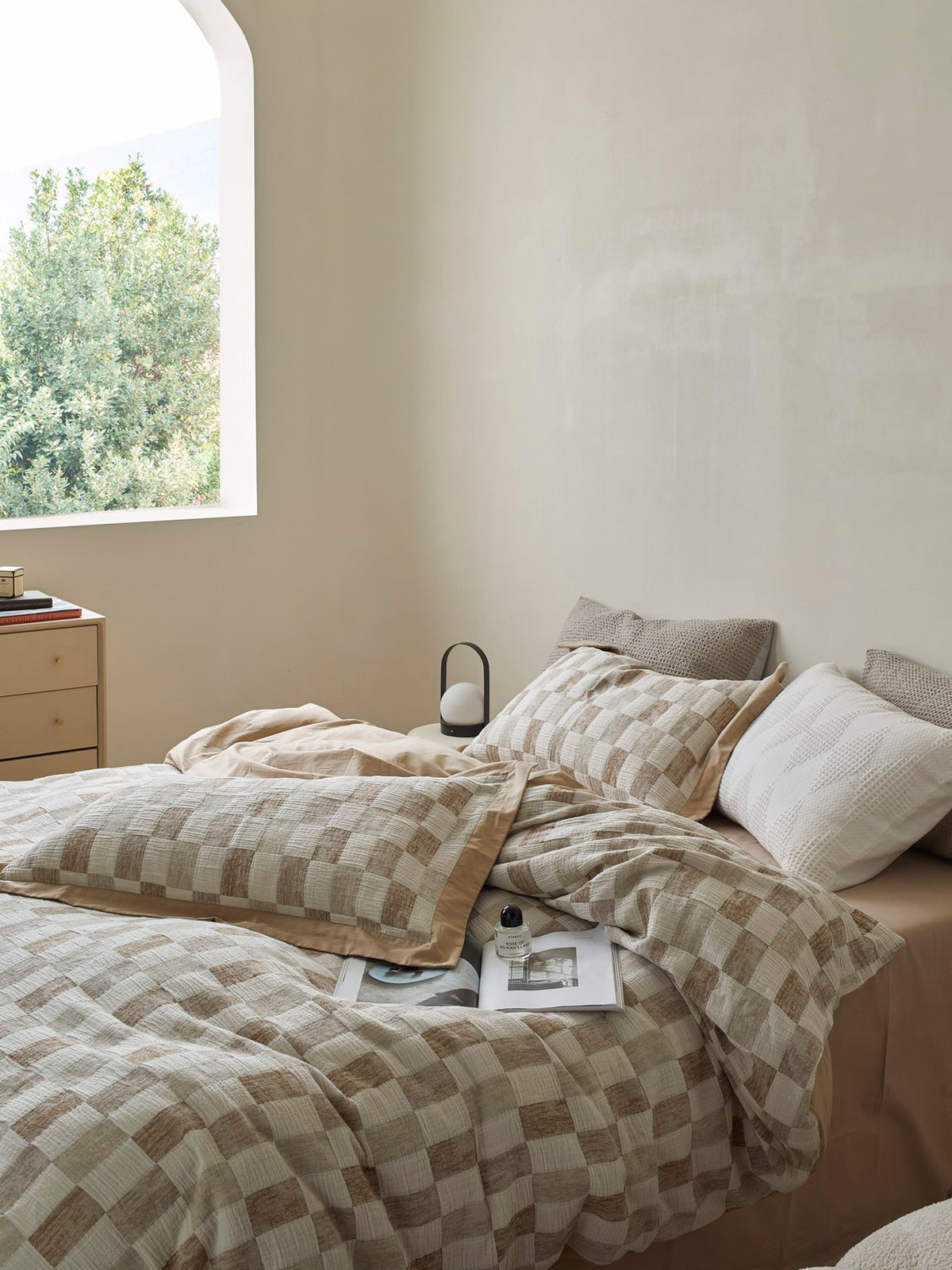 Stone Loft Check Cotton Jacquard Duvet Cover original reference image 8