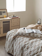 Stone Loft Check Cotton Jacquard Duvet Cover original reference image 9