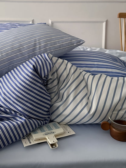 Stripe Current Printed Cotton Sateen Duvet Cover original reference image 3