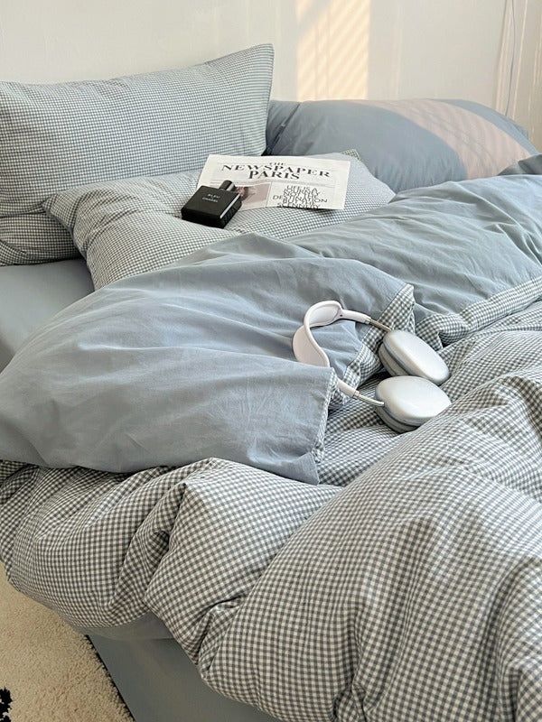 Tivoli Mini Gingham Washed Cotton Duvet Cover original reference image 3