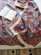 Veranda Floral Cotton Tassel Throw Blanket original reference image 2